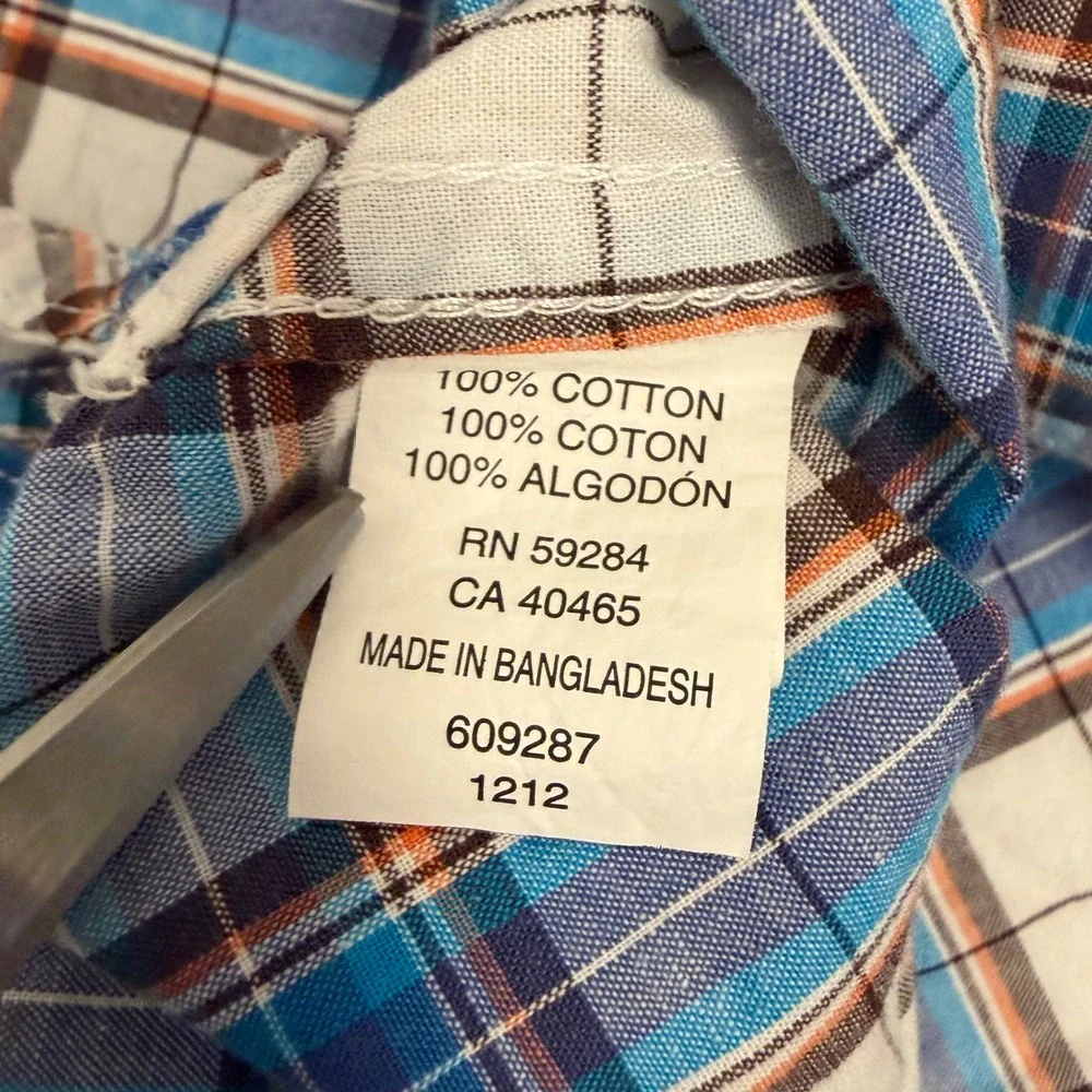 The Children's Place Boys Blue Plaid Button Down Shirt Size L 10/12 Cotton